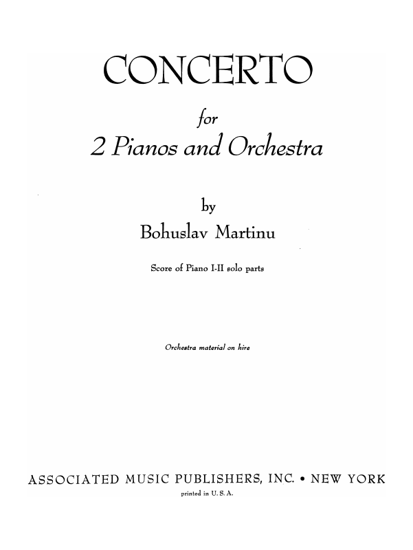 Martinů · Piano I–II 악보 첫 페이지